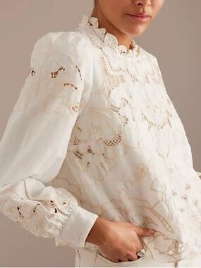 Anthropologie Lainie Lace Cutwork Blouse